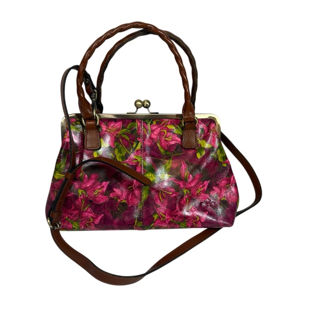 PATRICIA NASH Rora Paris Frame Leather Satchel in Bougainvilleas Floral Print